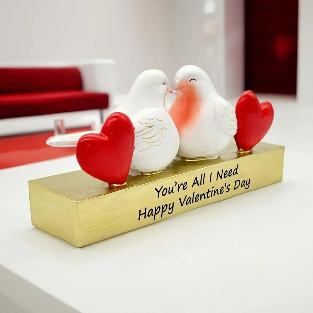 Love Birds Figurine Resin Art Decorative Statue for Home Décor Valentine's Day